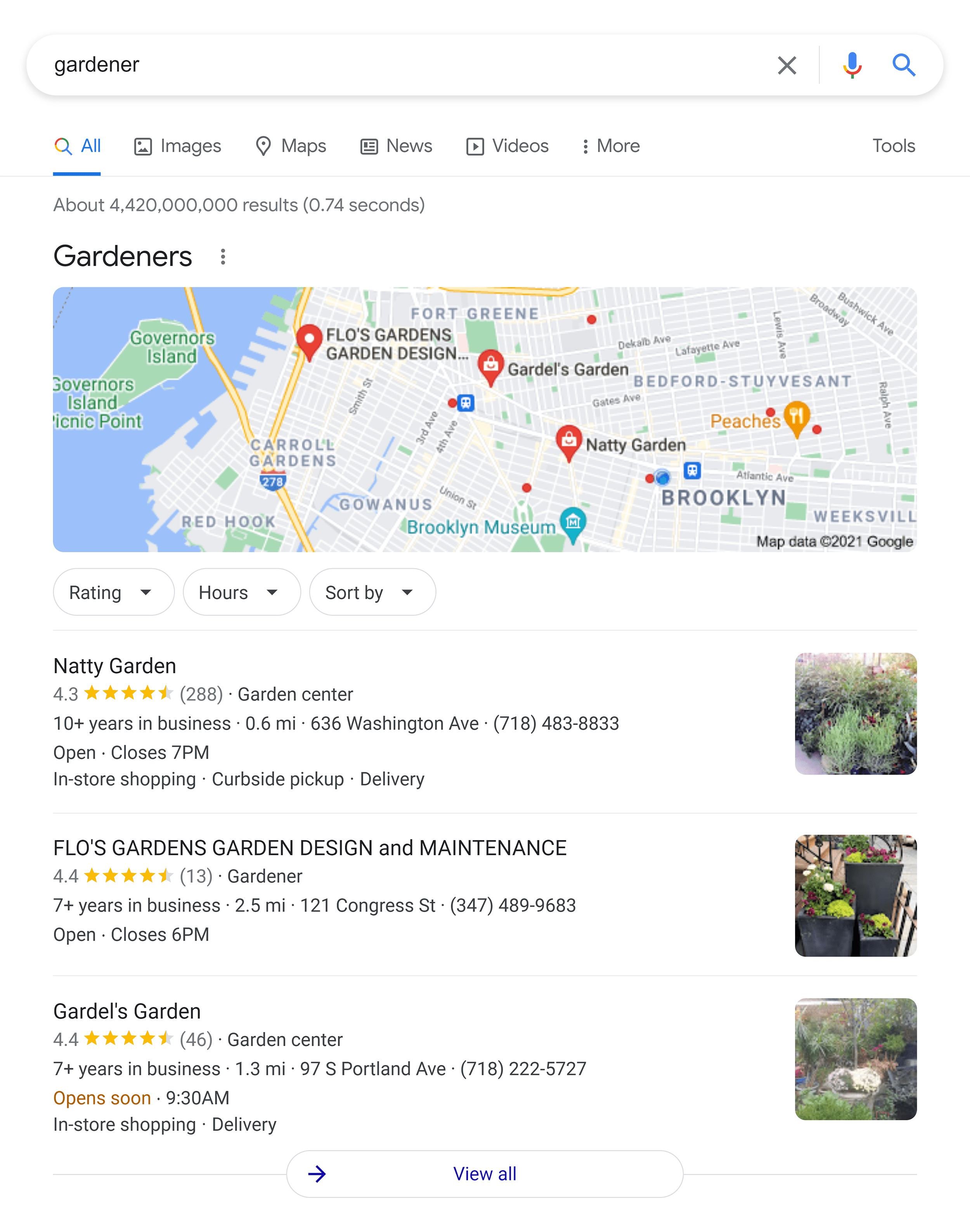 Google SERP – 园丁 – 地图包
