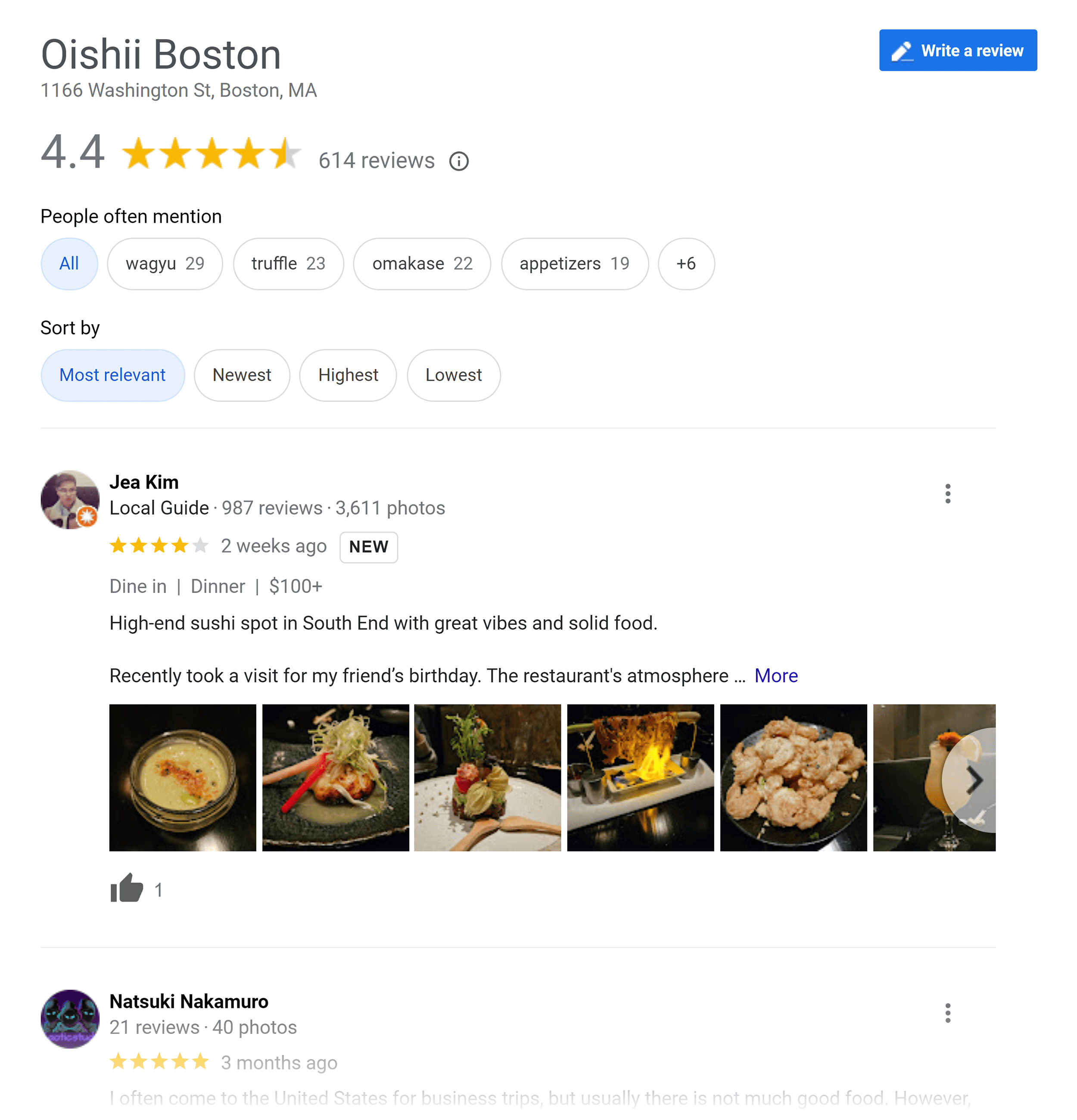 Oishii Boston – 谷歌评论