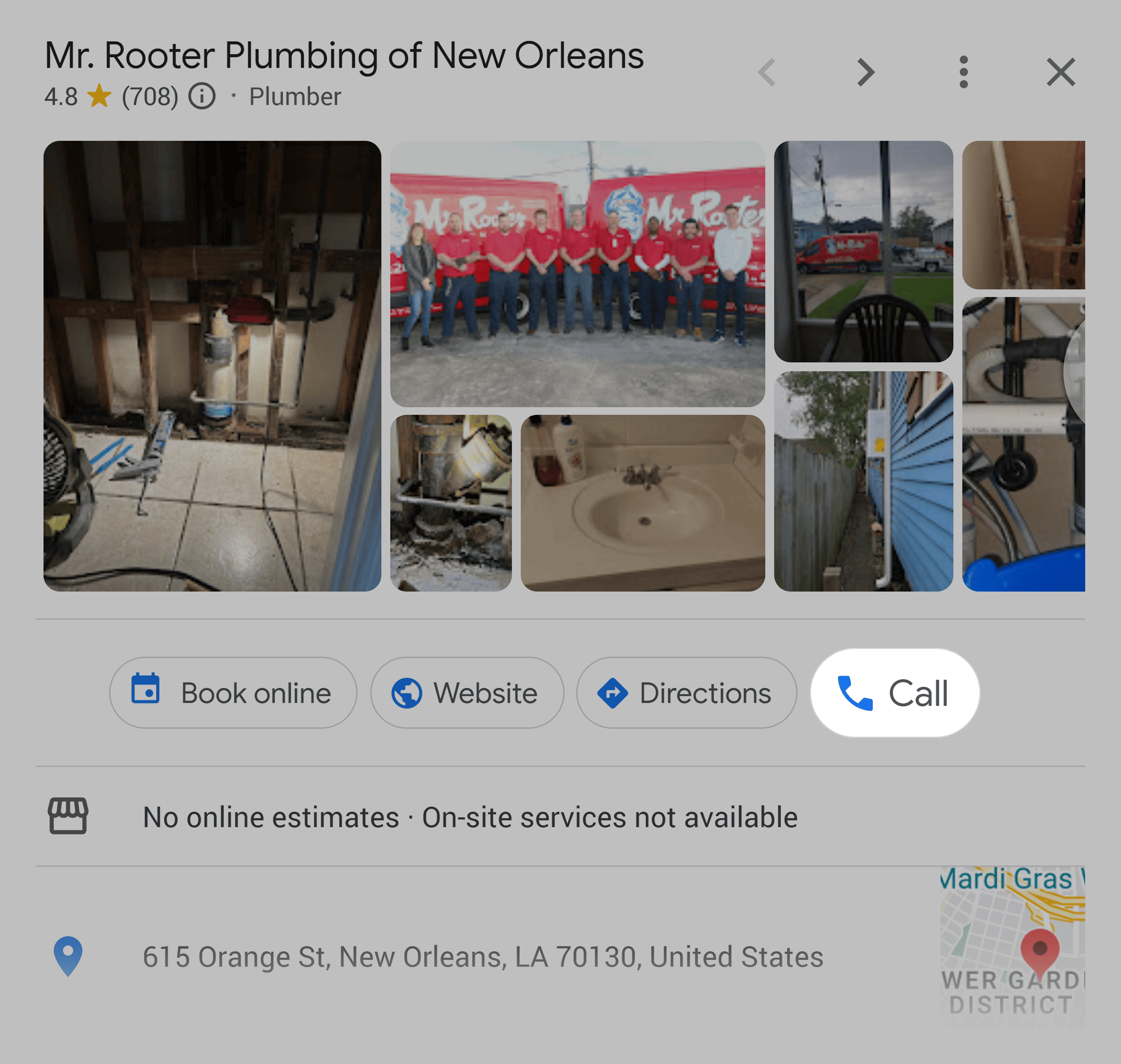 Google 地图包 – 呼叫按钮